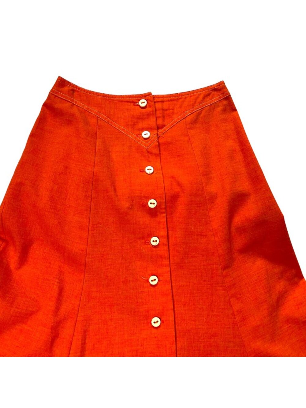 Vintage Country Suburbans Tangerine Orange Button Front Long Western Yoke Trumpe - Picture 4 of 5